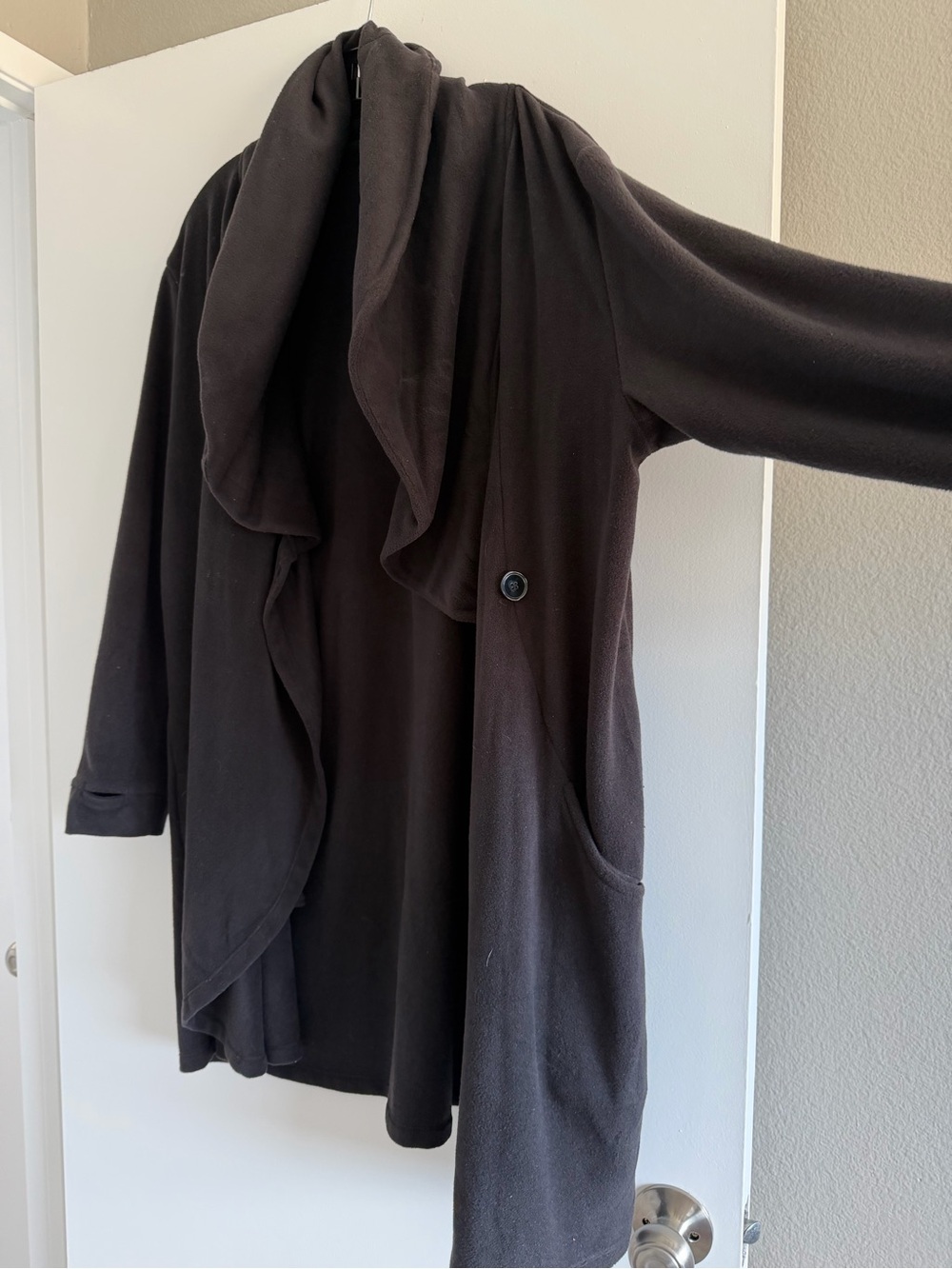 Cuddl Duds Black Open-Front Shawl Collar Robe Cardigan - Picture 2 of 6